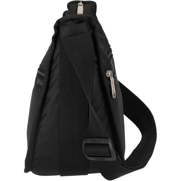 Recycled Black Polyester Nylon Large Hobo Bag with Zippers - Picture 3 of 5